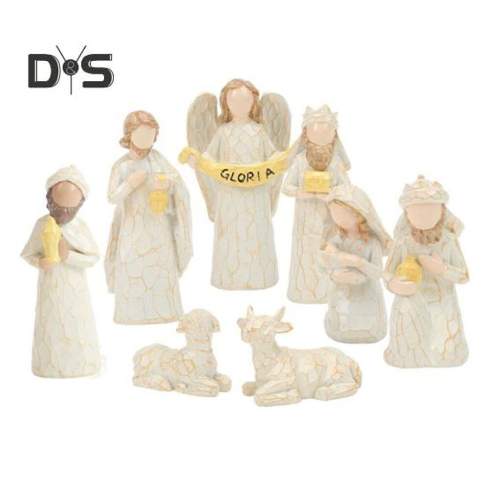 8Pcs/Set Birth of Jesus Figurine Resin Nativity Advent Manger Joseph Virgin Mary Three Wisemen Animal Statue Sculpture Desktop Decoration Ornament