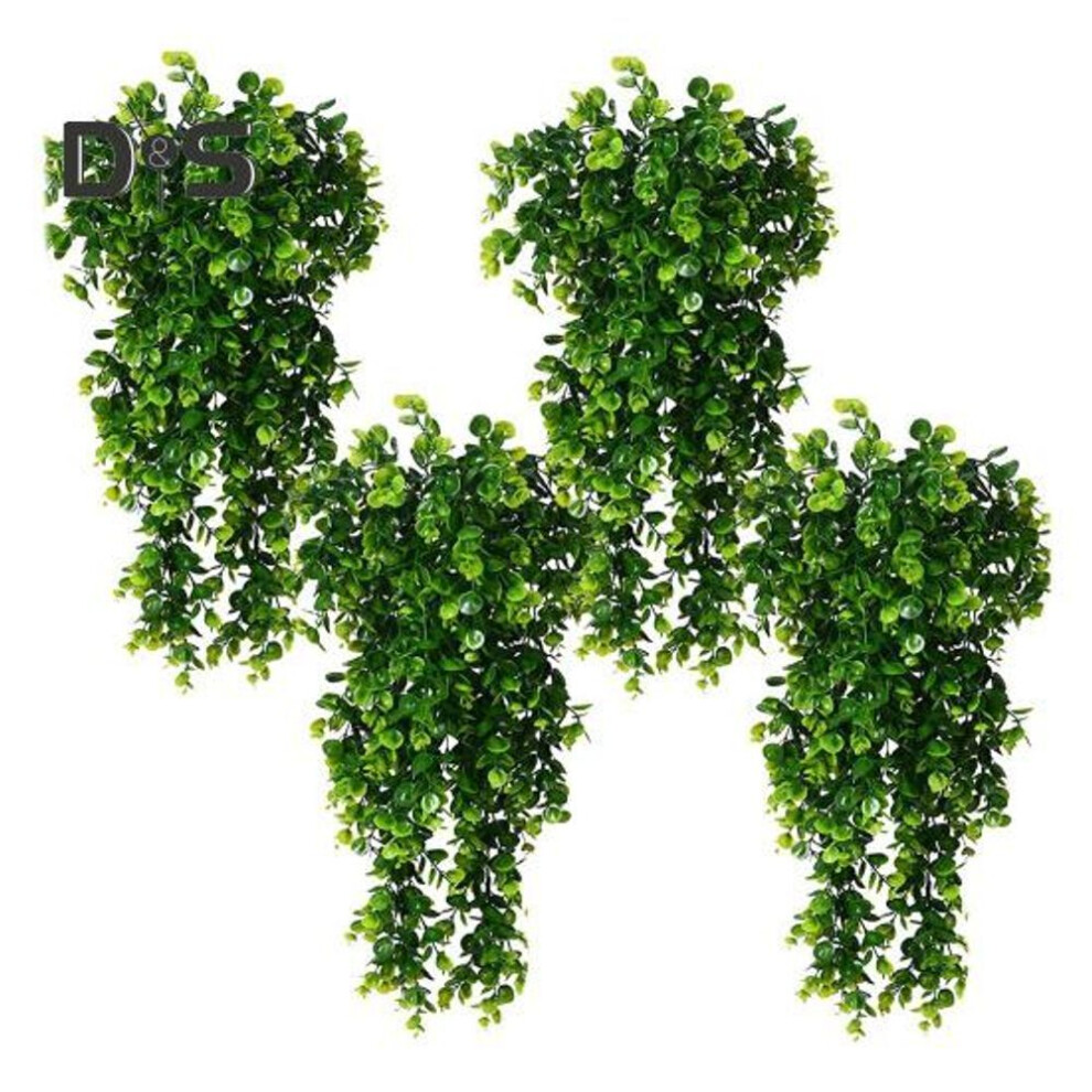4Pcs 30-Inch Hanging Artificial Green Plants Realistic Fake Eucalyptus Leaf Vine Indoor Outdoor False Greenery Ivy Christmas Mantle Fireplace Porch