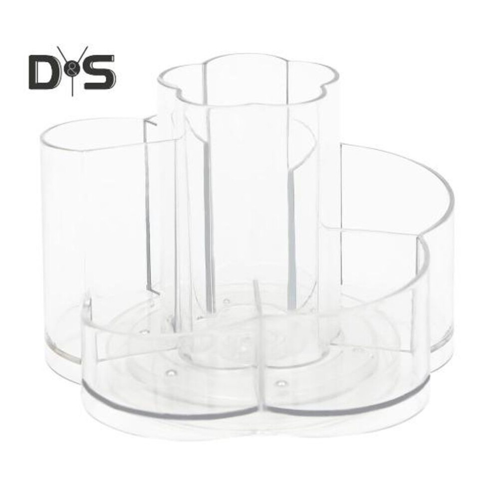360-degree Rotating Makeup Organizer Storage Box Large Capacity Transparent Design Makeup Brush Holder Display Case
