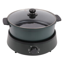 (Green)4L Electric Pot,1350W Electric Pot with Tempered Glass Lid