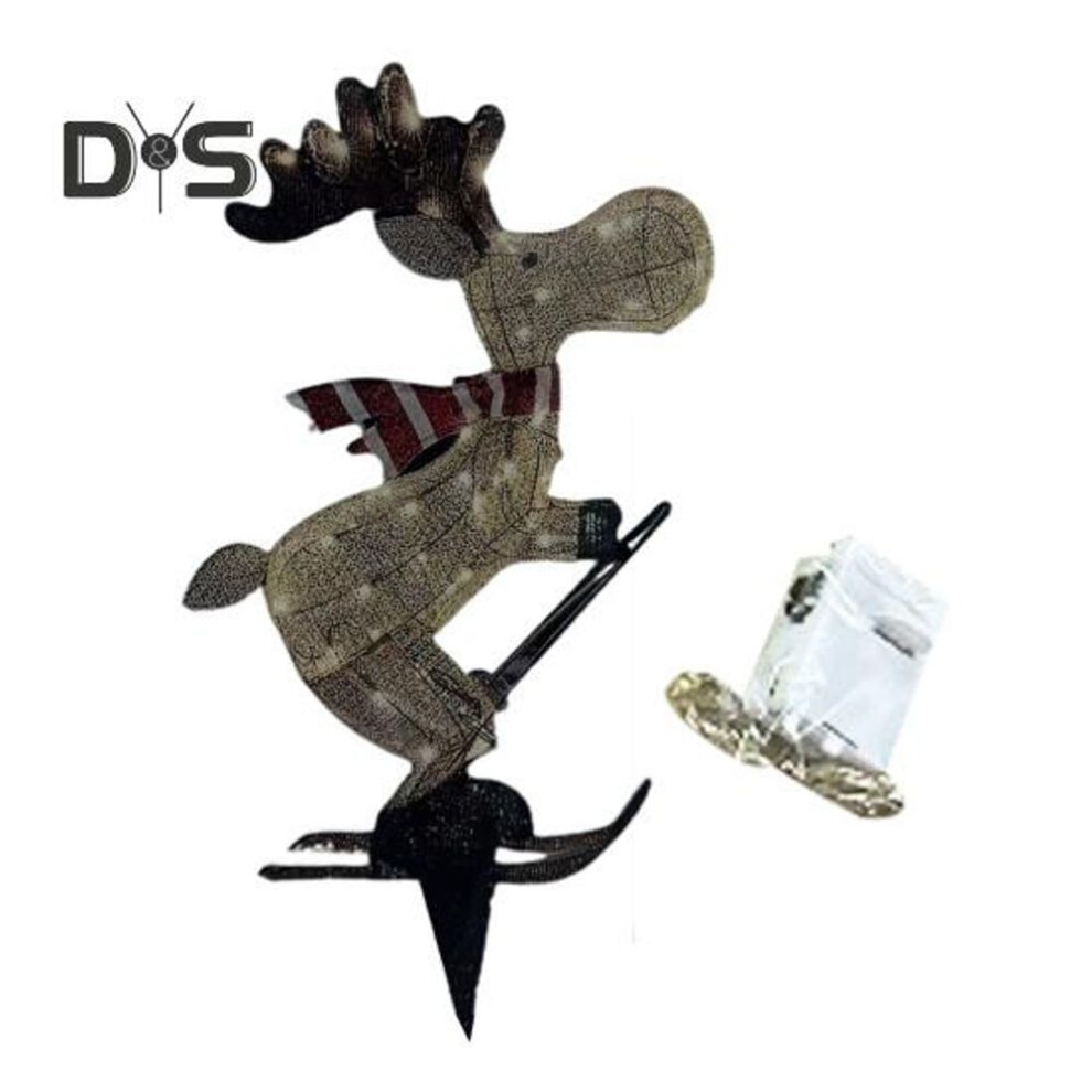 Lighted Reindeer Ornaments Glowing Ski Deer Statue with LED Lights String 3D Standing Reindeer Figurines for Christmas Decoration Indoor Outdoor
