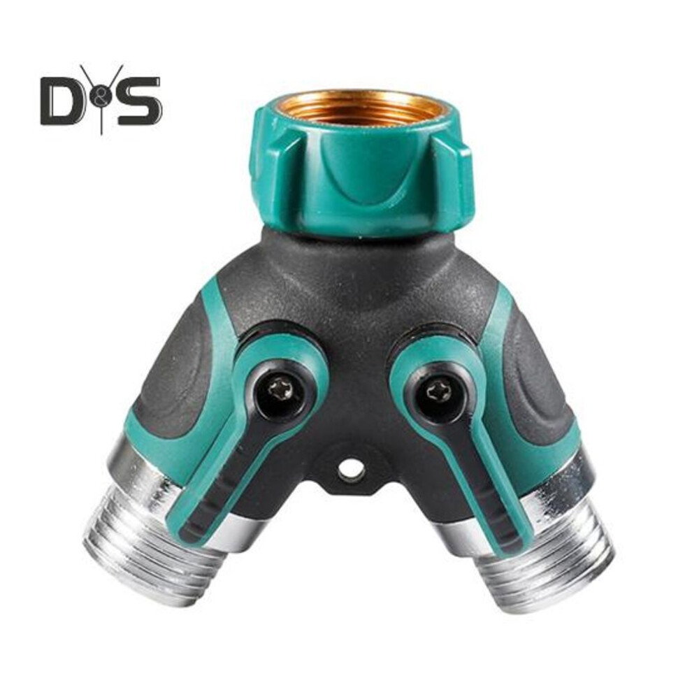 Garden Hose Splitter With Shut-off Valves 2 Way Heavy Duty Y Spigot Splitter 3/4" Ght Thread Outdoor Faucet Splitter For Gardens Patios
