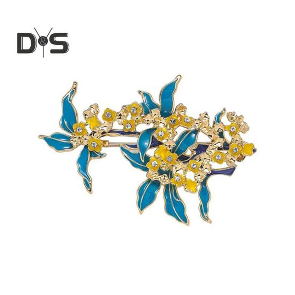 Women Brooch Plant Shape Rhinestone Decor Dripping Oil Vintage Anti-slip Suit Coat Collar Hat Scarf Clothes Pin Prom Party Garment Jewelry