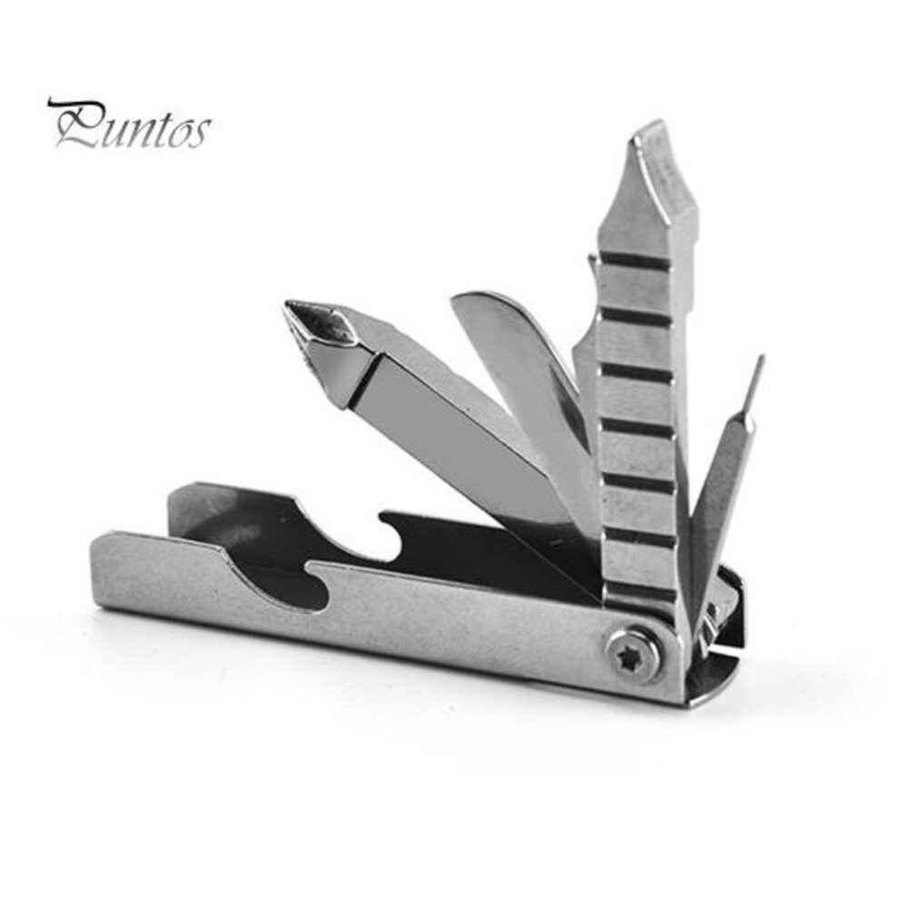 11-in-1 Multi-tool Stainless Steel Keychain Utility Gadget Compact Size Portable Bottle Opener Screwdriver Pocket Multi-tool