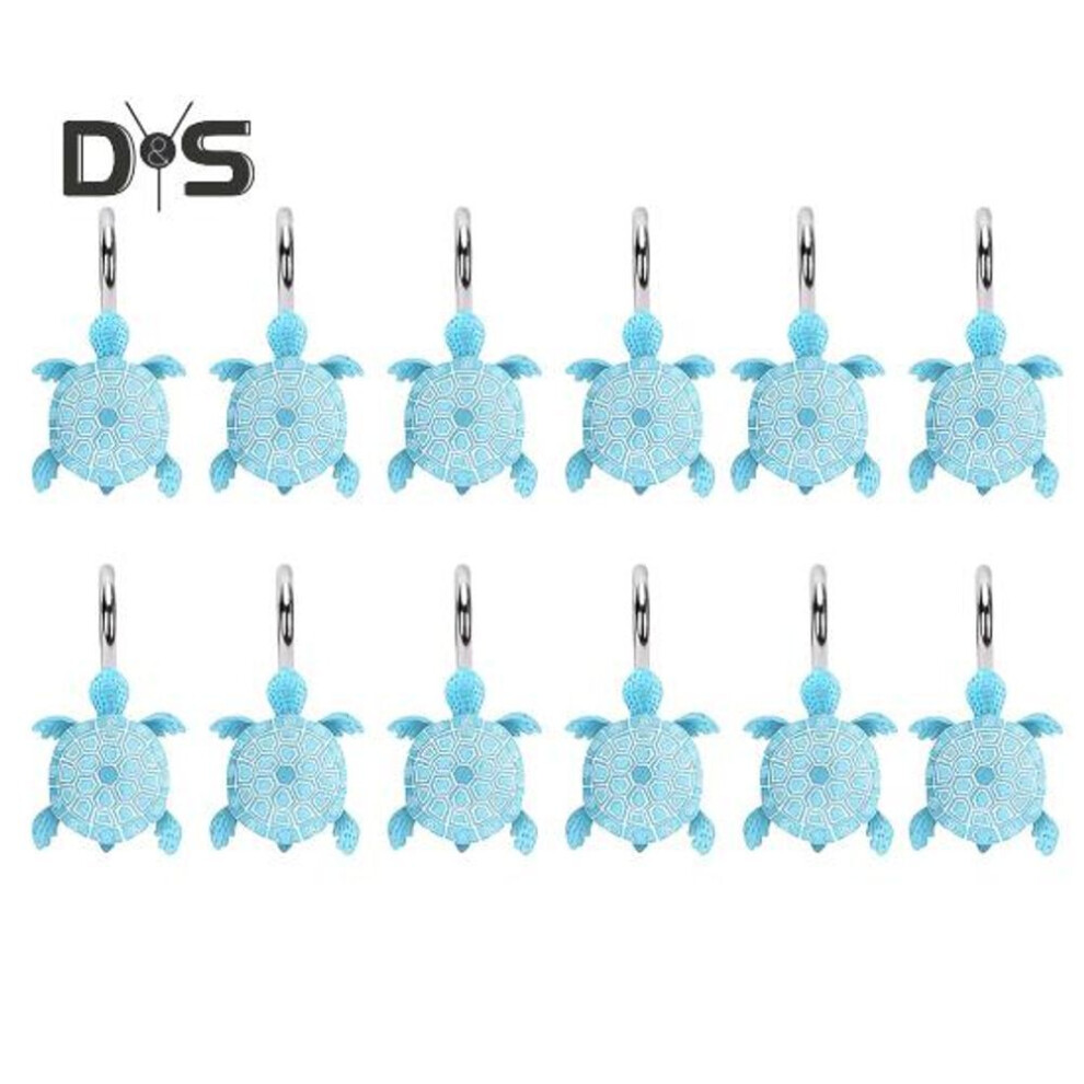 12pcs Bathroom Sea Turtles Shower Curtain Hooks Rings Simple Installation Decorative Metal Shower Curtain Hanger Hooks