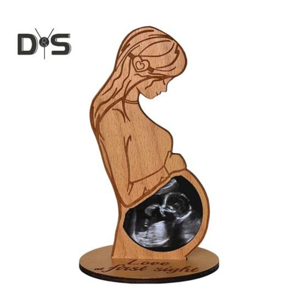 Baby Ultrasound Photo Frame Wooden Pregnant Woman Photo Holder Standing Sonogram Picture Frame Baby Keepsake Pregnancy Gift for New Moms Dads