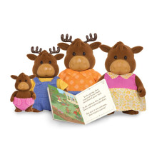 Li'l Woodzeez Moose Family Set - Vanderhoof Moose com Storybook - 5pc Toy Set com estatuetas de animais em miniatura - brinquedos familiares e li