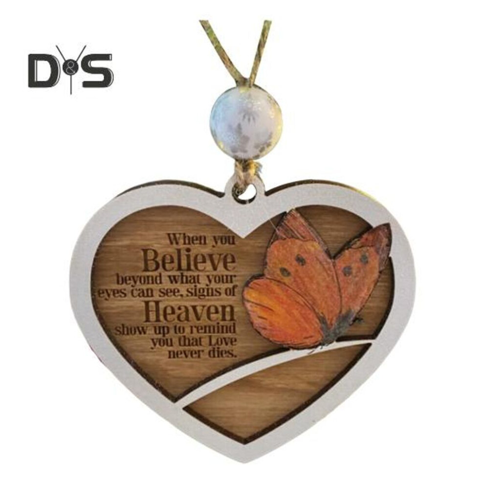Butterfly Christmas Ornaments Memorial Butterfly from Heaven Christmas Tree Hanging Sign Heart Shape Keepsake for Home Party Decoration