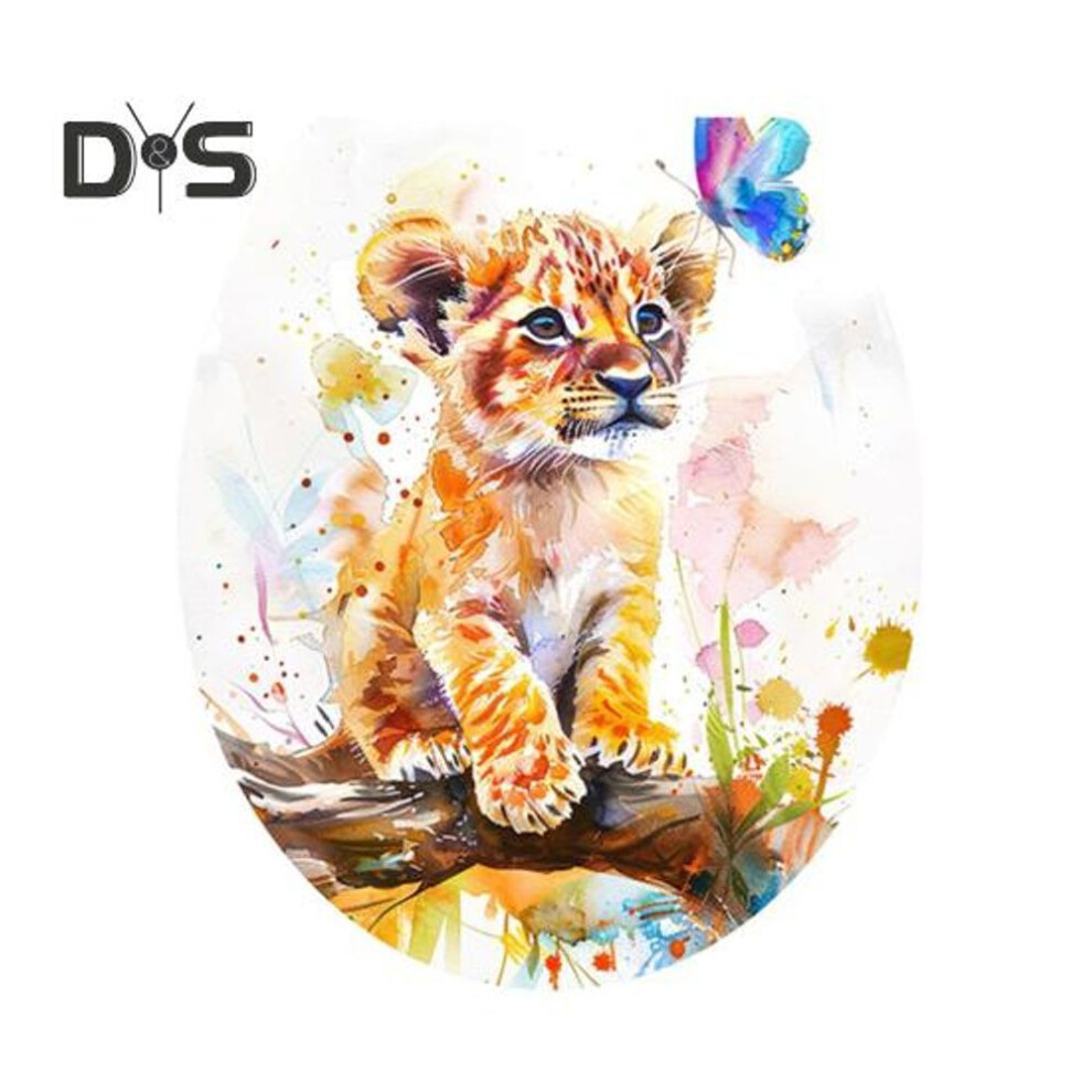 Watercolor Tiger Butterfly Toilet Sticker Waterproof Removable Self-adhesive PVC Living Room Bathroom Wall Art Little Tiger Painting Toilet Seat Lid