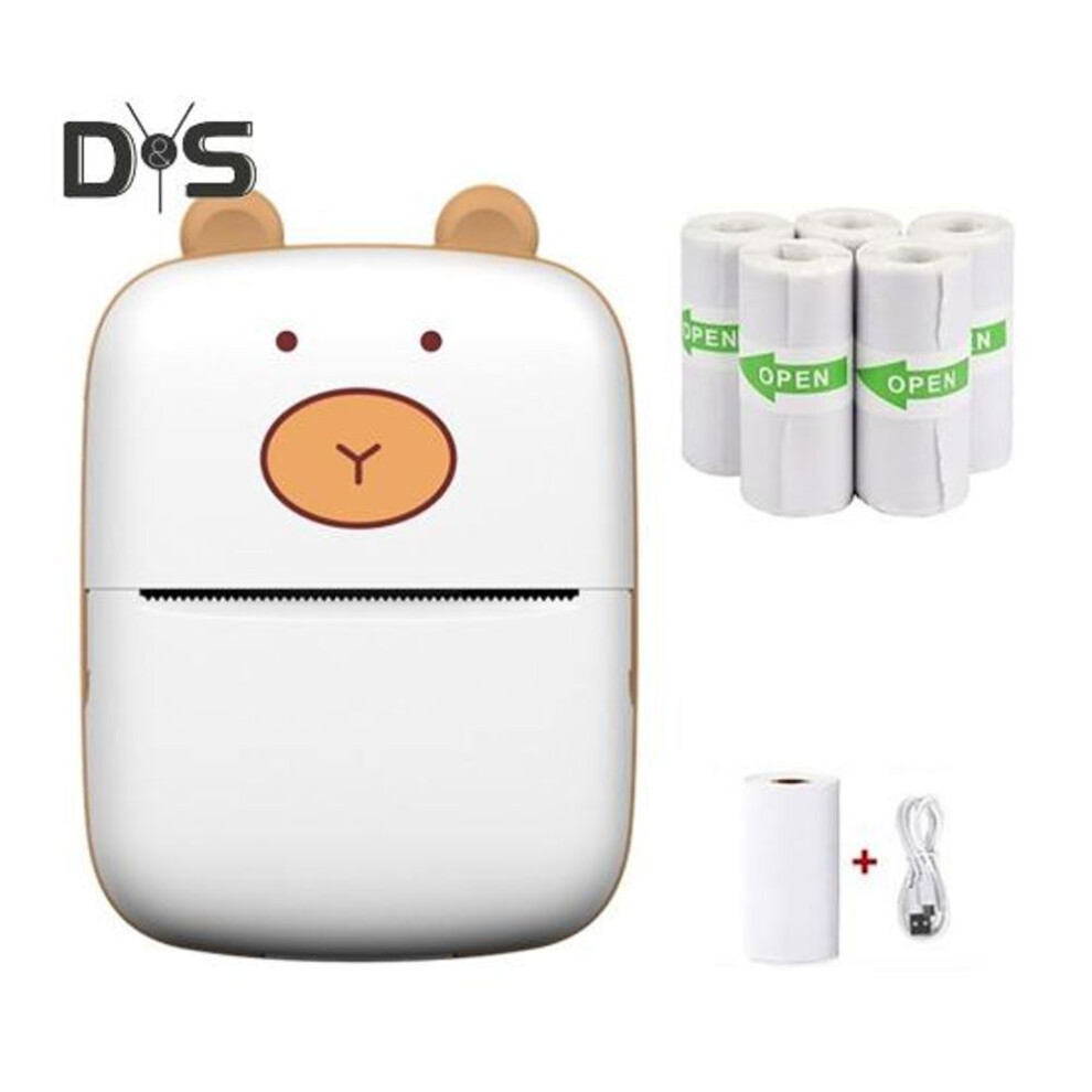 Portable Wireless Printer For Travel Bluetooth-compatible Thermal Inkless Printer For Ios And For Android Laptop Small Printer With 5 Rolls Paper For