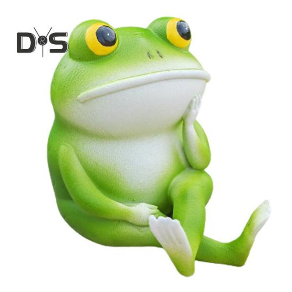 Cartoon Thinking Frog Ornament Good Detail Bright Color Resin Artwork Home Office Tabletop Display Decoration Figurine Garden Flower Pot Decor
