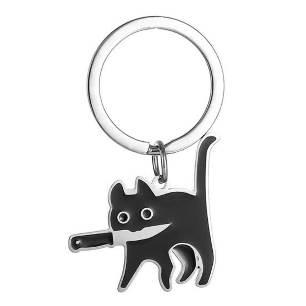 Key Chain Cartoon Kitty Shape Stainless Key Storage Color Matching Polished Schoolbag Shoudler Bag Decoration Shoudler Bag