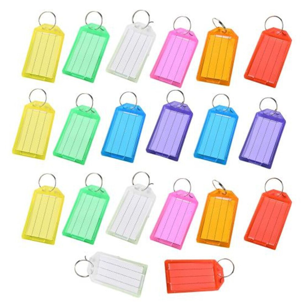 20pcs Plastic Key Tags With Label Lightweight Writeable Removable Key Ring Tag Lightweight Colorful Key Organization Label