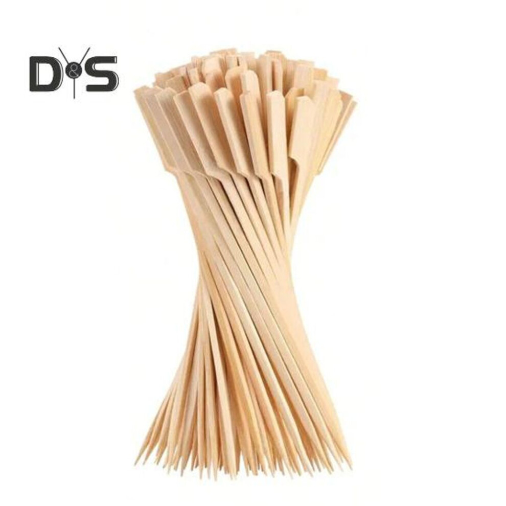 100pcs Wooden Skewers 6 Inch Sturdy Cocktail Picks For Appetizers Flat Paddle Food Sticks For Party Bbq Fruit Cheese Charcuterie Boards Accessories
