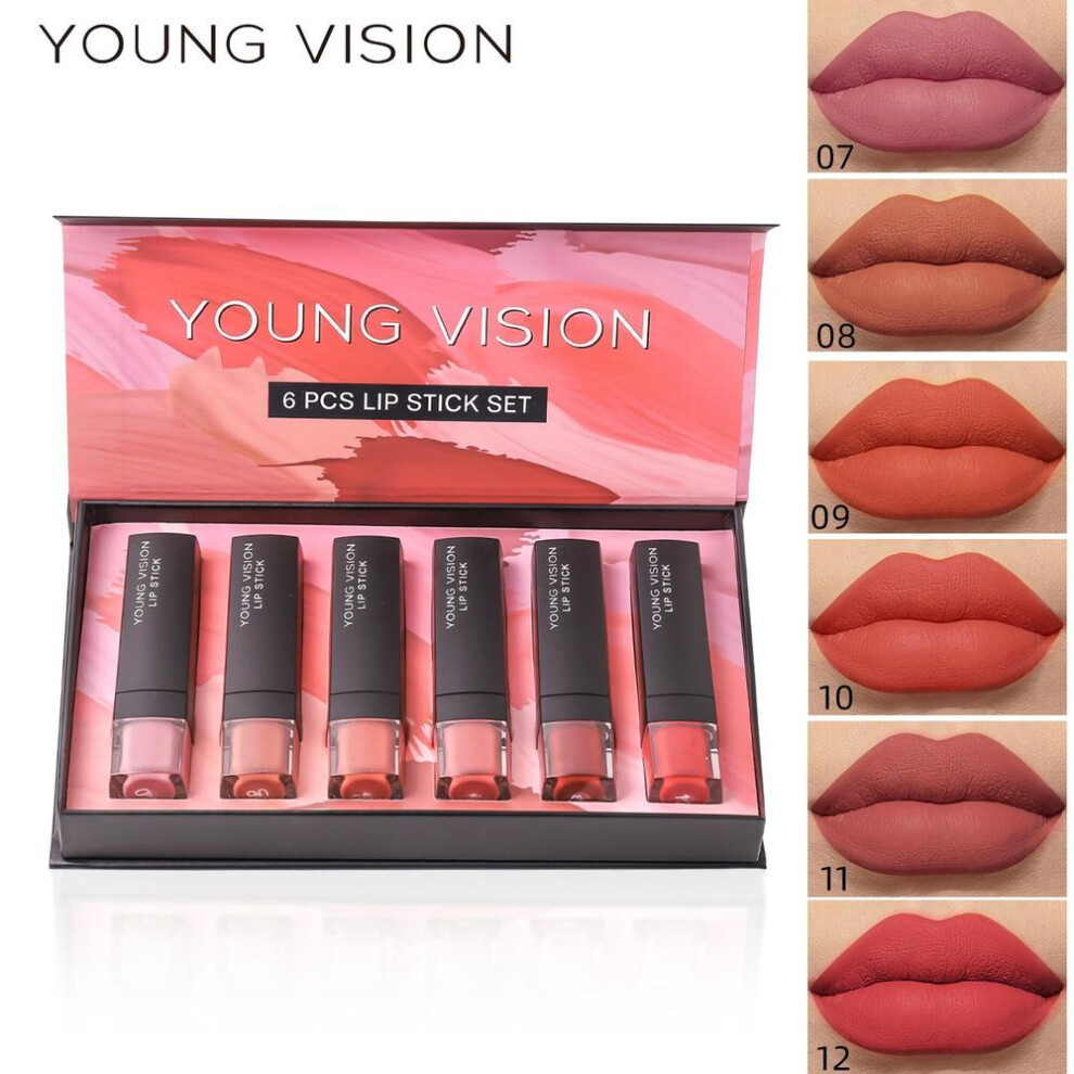 YOUNG VISION Matte mist 6 lipstick set light and non-stick cup lip balm is dumb and dry