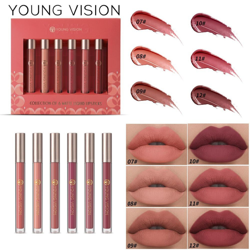 Young Vision Matte Mist Top 6 Liquid Lipstick Gift Set Non-stick Cup Lip Gloss
