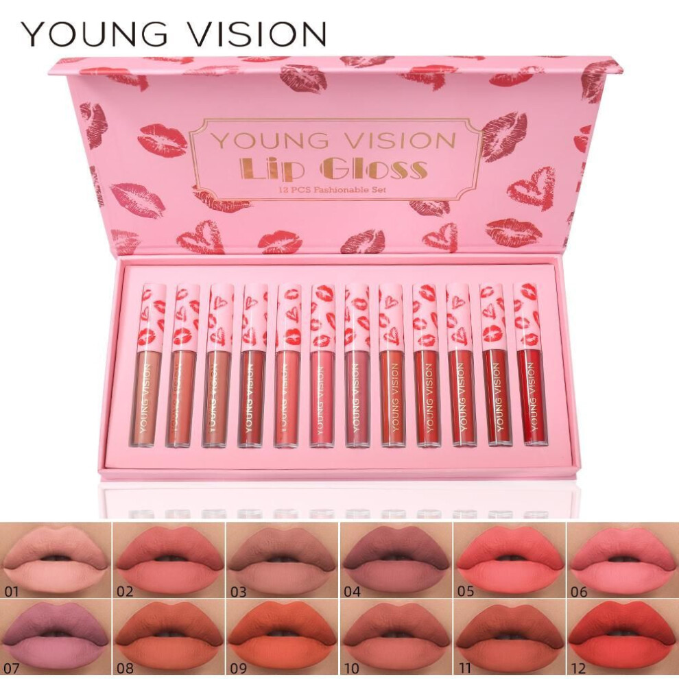 Young Vision 12 Lip Glaze Magnet Gift Set Matte Non-stick Cup Lip Glaze Liquid Lipstick
