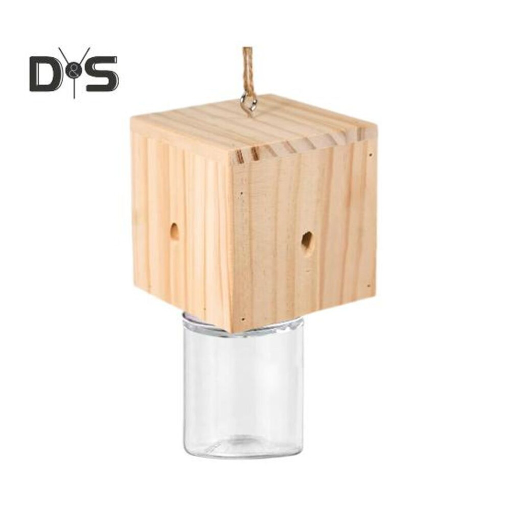 Wood Carpenter Bee Trap With Clear Plastic Bottle Outside Natural Wood Boring Bee Trap Weather-proof Outdoor Hanging Bee Catcher