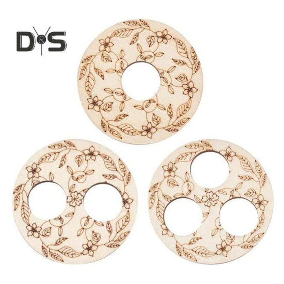 3pcs Wooden Wick Centering Tool Engraved Patterned Wick Holder 2.95 Inch 1-hole 2-hole 3-hole Candle Wick Stabilizer For Diy Candle Making