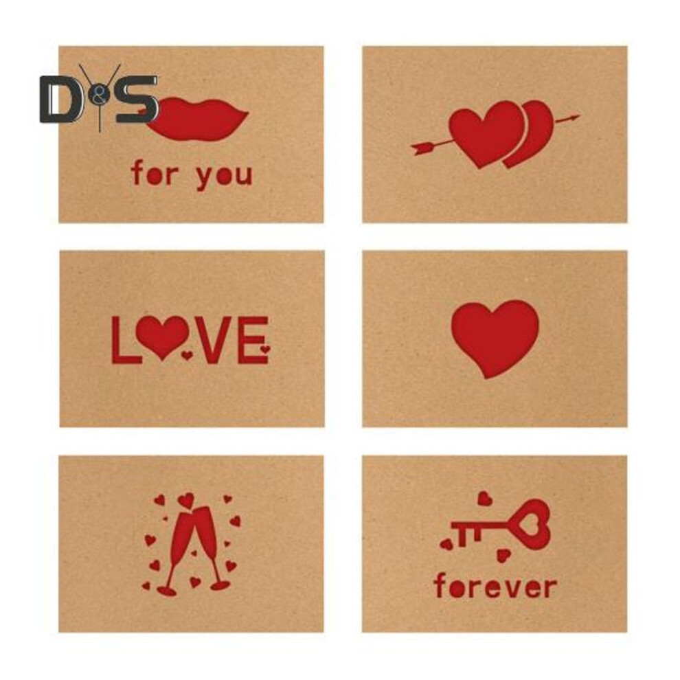 6Pcs Valentine's Day Greeting Cards with Envelopes Romantic Love Heart Cards for Valentine's Day Anniversaries Birthdays
