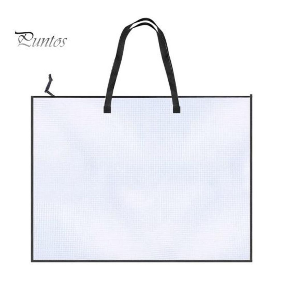 Zipper Mesh Document Pouch Tote Bag With Handle Transparent Waterproof Multifunctional Cross Stitch Mesh Zipper Pouch Organizer