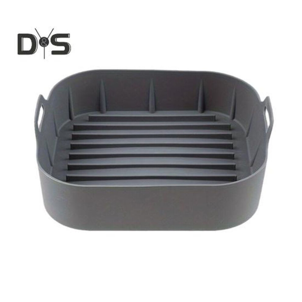 Silicone Air Fryer Baking Pan with Handles Non-Stick Reusable Square Airfryer Liners Basket for 4-6 QT Air Fryer Accessories for Even Heating