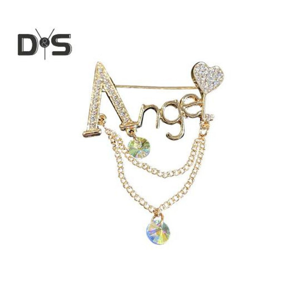 Women Brooch Rhinestone Decor Angel Stainless Chain Anti-slip Wear-resistant Coat Collar Hat Scarf Decoration Clothes Pin Garment Jewelry