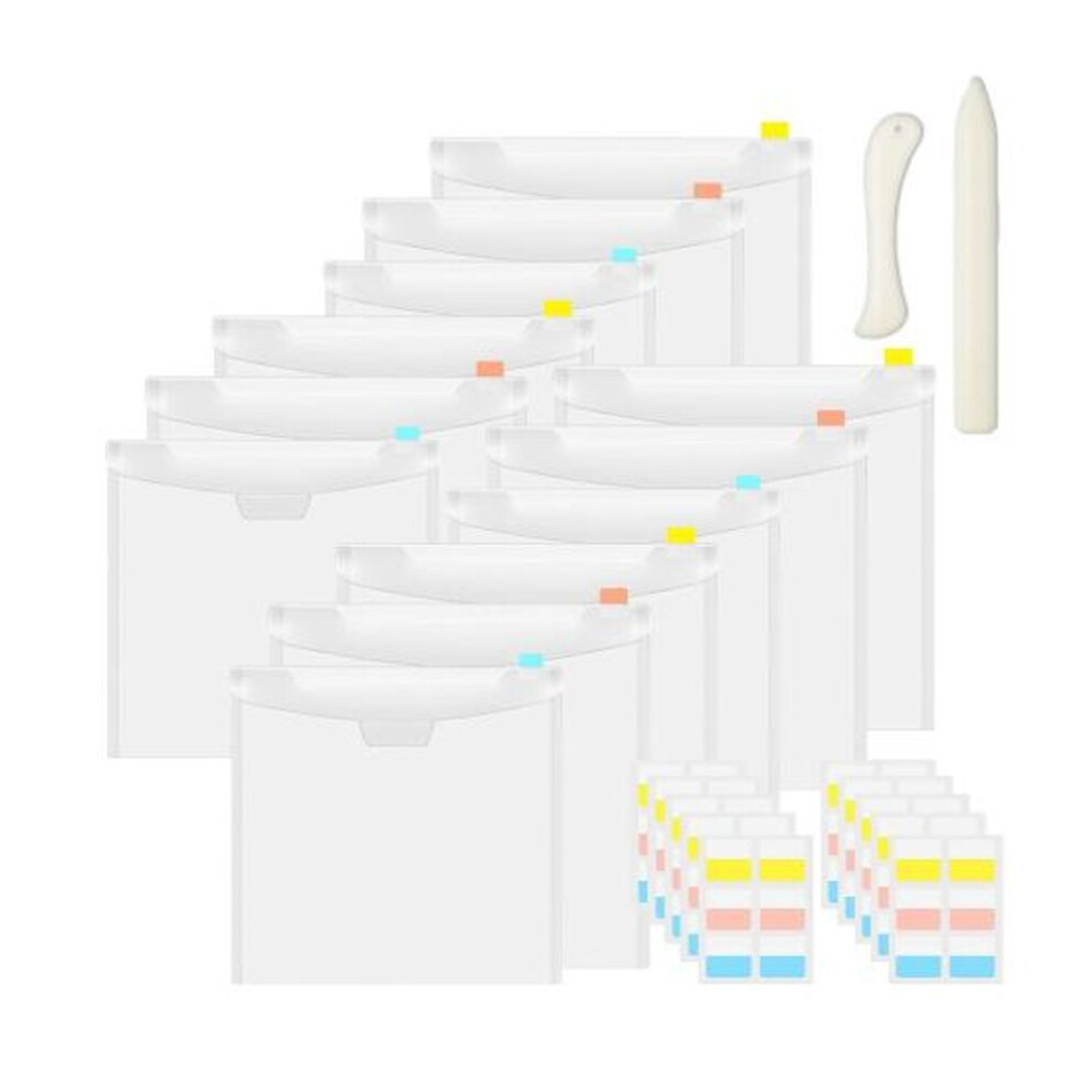12pcs Scrapbook Paper Organizer With Index Label Paper Folding Cutter 12-inch Paper Folder Clear Vinyl Paper Card Storage Bag