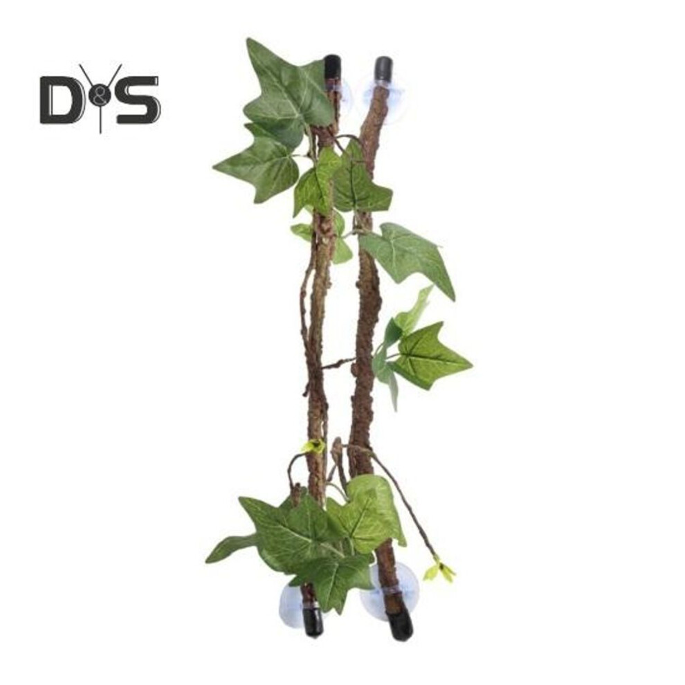 2Pcs 17 Inch Reptile Branches with Suction Cups Lizard Climbing Vines with Leaves Bendable Fake Terrarium Branches Snake Gecko Tank Accessories
