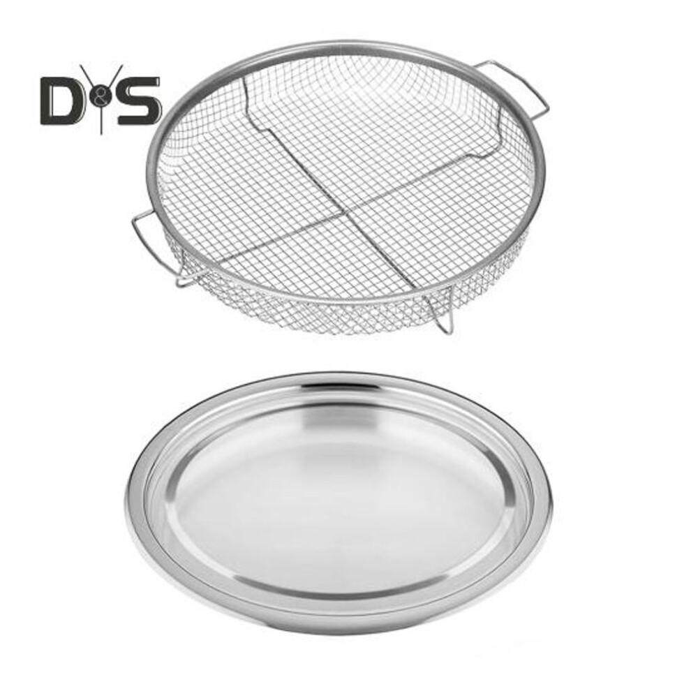 Stainless Steel Air Fryer Basket For Oven 12.8'' Non-stick Mesh Baking Tray Rack Roasting Grill Accessories For Convection Oven Air Fryer Dishwasher