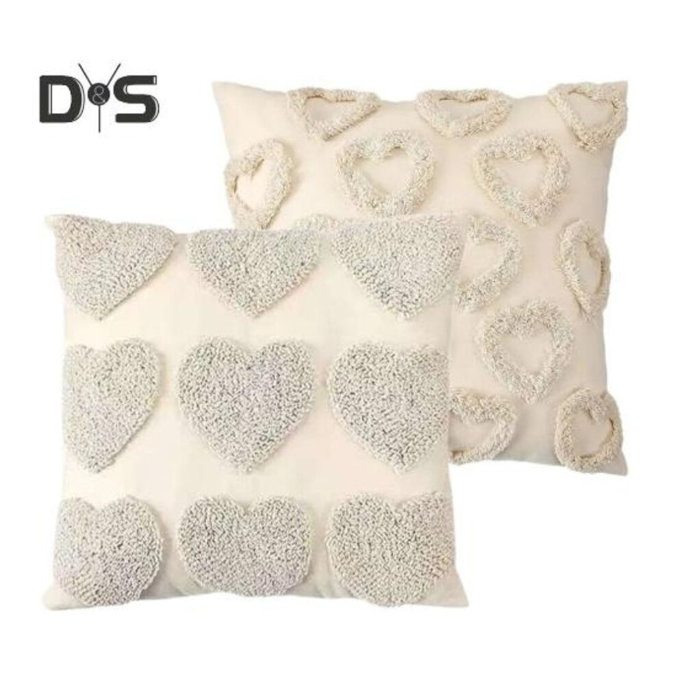 2 Pcs Throw Pillowcase 3D Heart Pattern Short Plush Hidden Zipper Closure Pillow Cover Bedroom Living Room Sofa Valentines Day Decoration Cushion