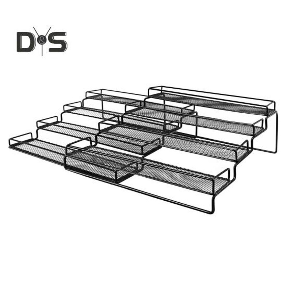 4-Tier Expandable Kitchen Spice Rack Seasoning Organizer Stable Structure Large Capacity Kitchen Countertop Storage Holder