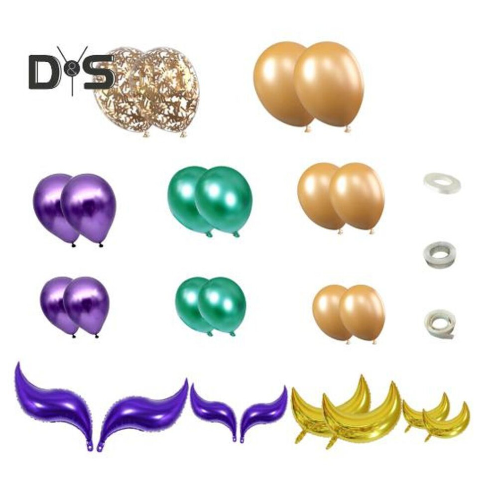 Carnival Balloons Arches Set Metallic Latex Balloons for Birthday Masquerade Party Mardi Gras Events Decorations