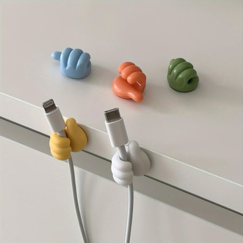Thumb Pattern Cable Organizers 5pcs- No-Drill Adhesive Hooks For Home Organization, Perfect For Kitchen Appliances & Bedroom Accessories