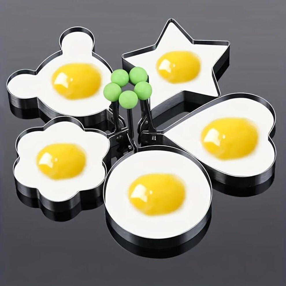 Stainless Steel Egg Rings Set 5pcs- Non-stick Cooking Molds for Perfect Fried Eggs and Omelets - Kitchen Gadgets