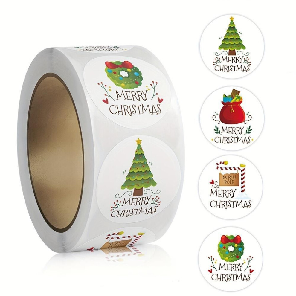 Vibrant Christmas Stickers 500pcs- Reusable Self-Adhesive Seals for Envelopes, Scrapbooking, Gift Wrap & Holiday Decor