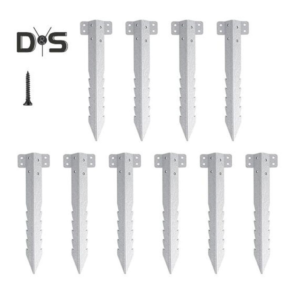 10 Pcs Sleepers Stakes Heavy Duty Metal Stakes With Screws Fence Post Repair Jagged Stakes For Raised Garden Beds Path Edging