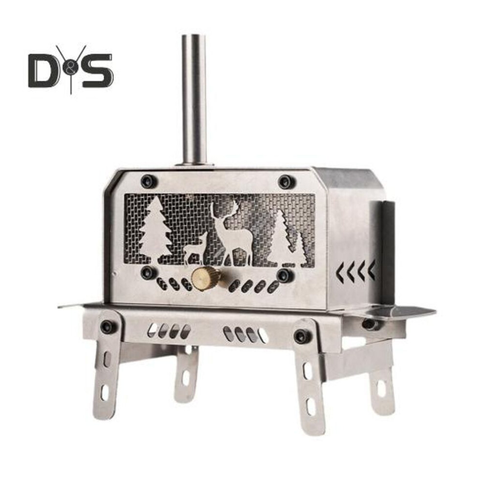 Christmas Elk Mini Firewood Stove Heavy Duty Stainless Steel Outdoor Camping Portable Wood Charcoal Stove Incense Burner Desktop Decoration