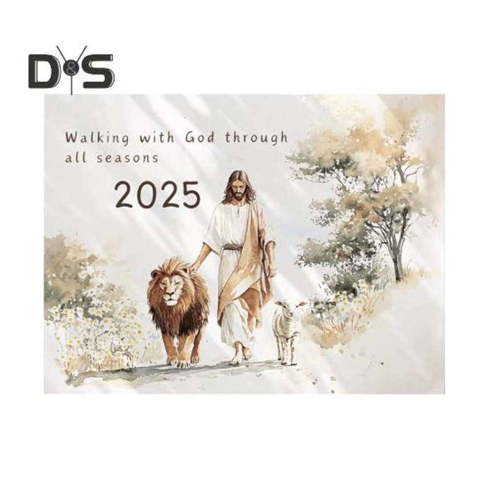 2025 Jesus Wall Calendar Religious Artwork Wall Calendar Bible Verses Hanging Monthly Calendar for Christ Lovers