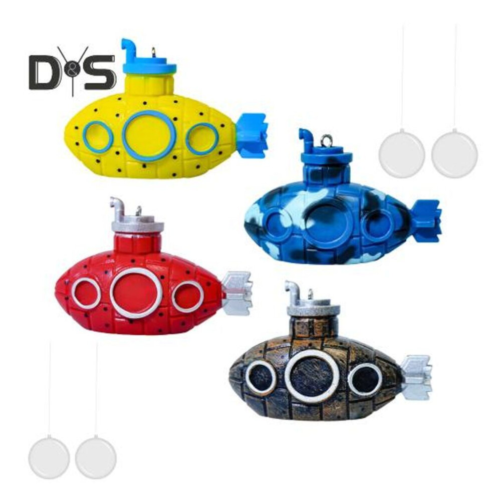 4Pcs Aquarium Decorations Floating Fish Tank Ornaments Aquarium Decor Cartoon Submarine Shape Fish Tank Accessory