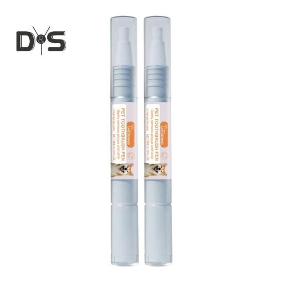 2 Pcs Pet Toothbrush Pen Teeth Cleaning Whitening Kit Breath Freshener Tartar Removal Dental Care Toothbrush Pen for Dogs Cats