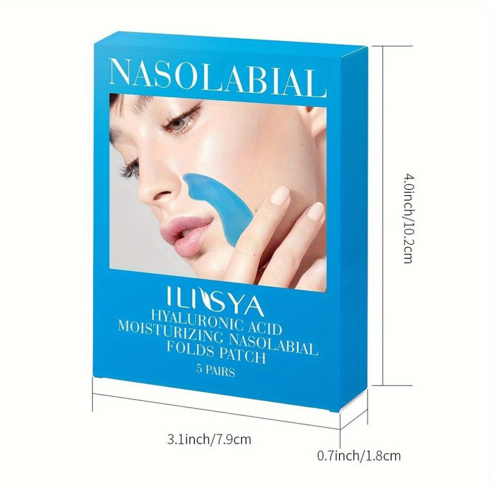 Hyaluronic Acid Nasolabial Patches 5 Pairs- Centella & Niacinamide, Moisturizes, Rejuvenates, Tightens Skin for Men & Women