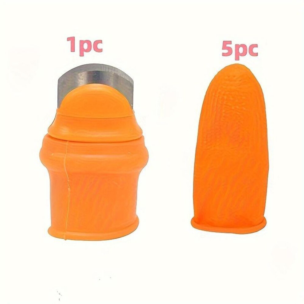 Ergonomic Orange Finger Covers 6-Pack- Nail Protectors, Garlic Peelers, Vegetable Shell Removers, Kitchen Safety Gloves for Cleaning and Food Prep