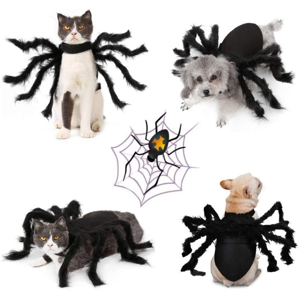 Pet Dog Halloween Spider Costume, Cat/Puppy Cosplay Spider Harness Costume Halloween Pet Dress up Costumes Outfit, S