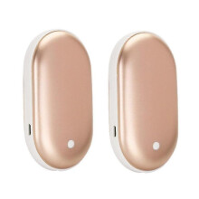(Gold) 2 Pack Rechargeable Hand Warmers Usb Power Bank Electric Pocket Heater Warmer