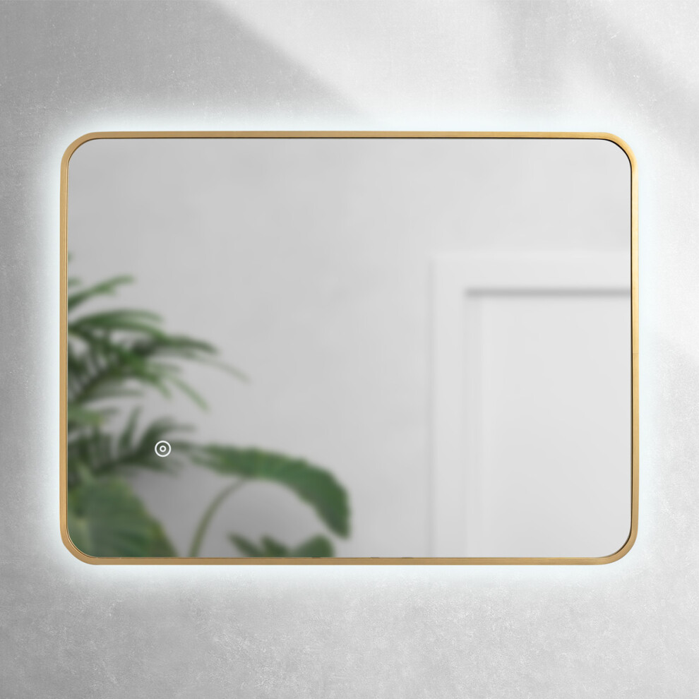 Brushed Brass 800mm x 600mm Backlit Mirror with Colour Change
