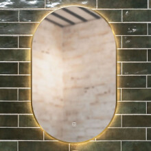 Brass Frame 800mm x 500mm LED Mirror with Colour Change