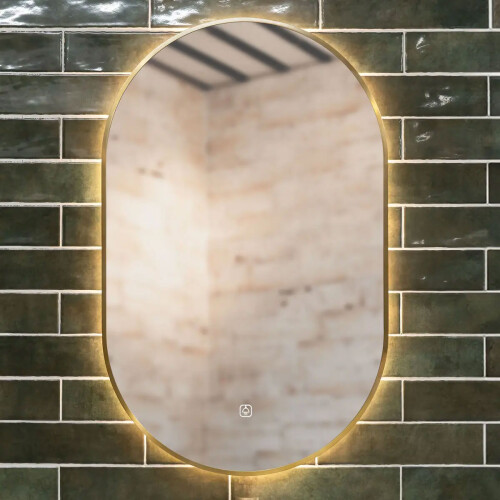 Brass Frame 800mm x 500mm LED Mirror with Colour Change