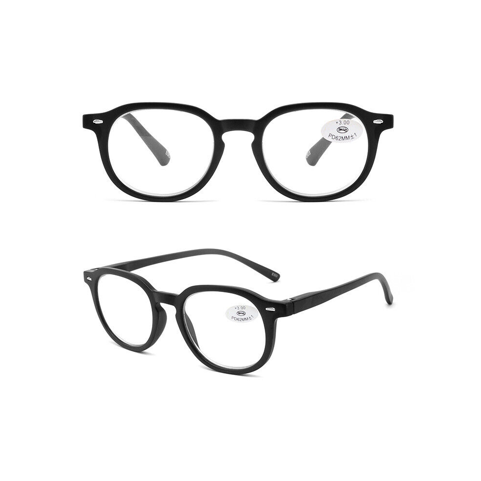 (Black, +350) Vintage Reading Glasses Spring Hinges Readers + 1.0 1.5 2.0 2.5 3.0 3.5