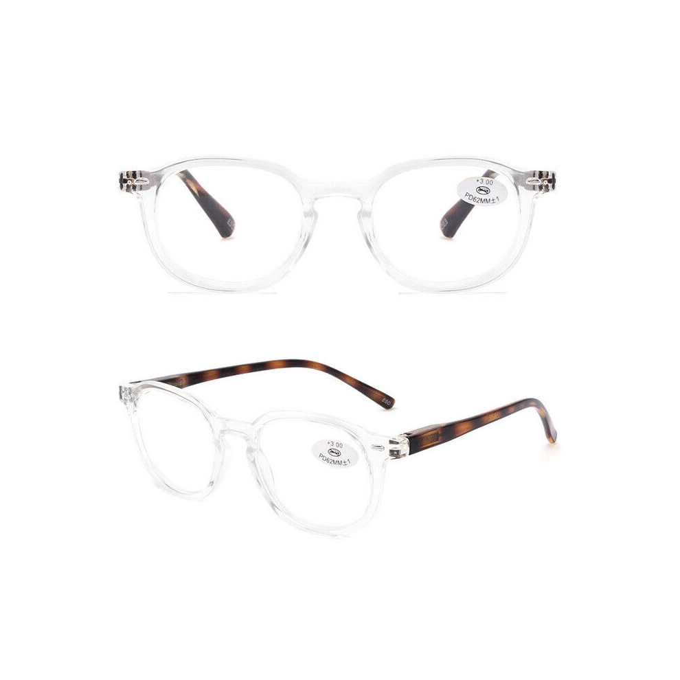 (Transparent, +350) Vintage Reading Glasses Spring Hinges Readers + 1.0 1.5 2.0 2.5 3.0 3.5